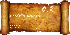 Orsós Romola névjegykártya