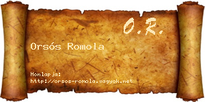Orsós Romola névjegykártya